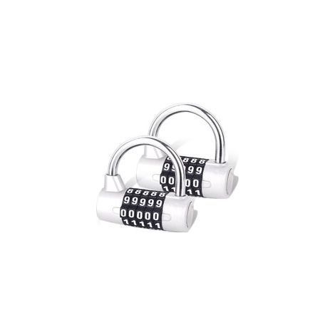 Combinaison à 5 Chiffres, Cadenas de Gymnase, Serrure à Combinaison Remplaçable, Adaptée aux Casiers d'École, Boîtes à Outils, Argent (2 Pièce) (1/4)