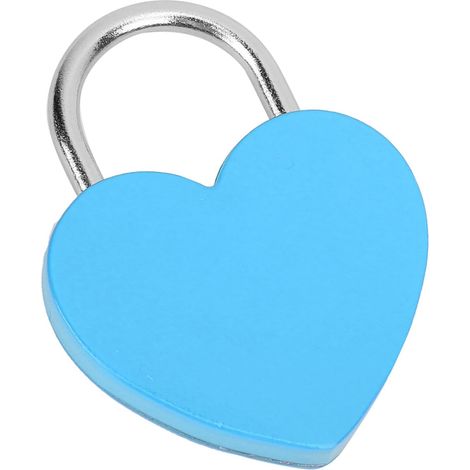 Cadenas en Métal à Serrure en Forme de Cœur avec clé, Belles Fournitures Artisanales Adaptées aux Petits Bagages et Boîtes à Bijoux 1,8x2,3 Pouces (BLUE) (1/5)