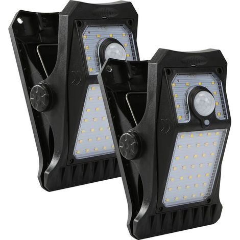 2 Pièces Lampe Murale Solaire Extérieure avec Détecteur de Mouvement IP65 Étanche 3 Modes d'Éclairage pour Clôture Terrasse Garage Jardin (1/5)