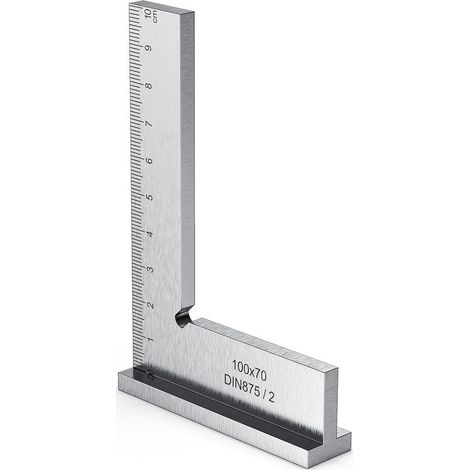 EASYCOMFORT Fausse Équerre de Menuisier 100x70mm, Règle d'Angle Droit en Métal avec Échelle de Précision pour Charpentier, Ingénieur et Laboratoire (1/5)