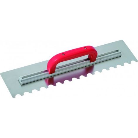 Taliaplast – Platoir à colle inox grand modèle – dents demi-lune 20×10 – pour carrelages grand format en double encollage – renfort aluminium soudé