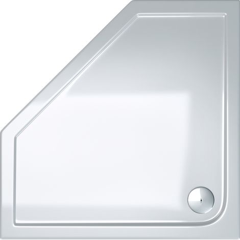 doporro® Duschtasse Duschwanne Faro5W 80x80x4 flach inkl. Ablaufgarnitur aus Acryl in Weiß Fünfeckig DIN-Anschlüsse für bodenebene Montage geeignet (1/4)
