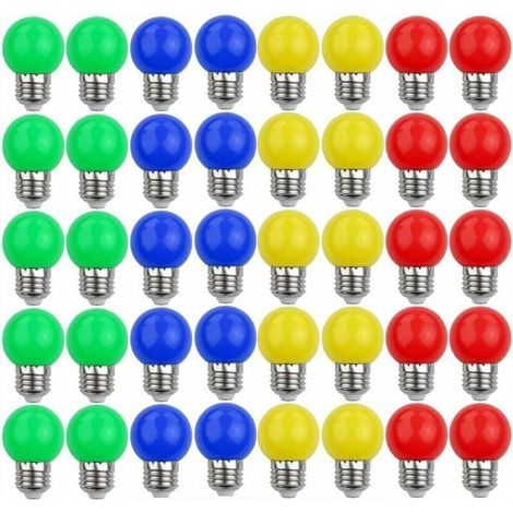 E27 Color LED Bulb, Colored LED Bulbs, Decorative and Designer Light 240 Lumens AC220V-240V Mixed Colors Decorative Lamp Red Yellow Blue Green