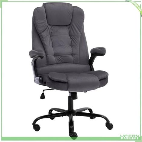 Chaise de bureau - FAF7291712406096 - Velours gris foncé - Dossier haut - Réglable en hauteur (1/5)