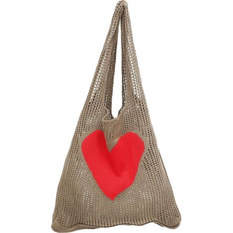 à provisions réutilisable en maille tricotée à motif cœur (1/5)