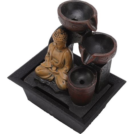 Cascade décorative en résine synthétique avec lumières, inspirée d'un Bouddha, pour la maison ou le bureau (prise UE 220-240 V).