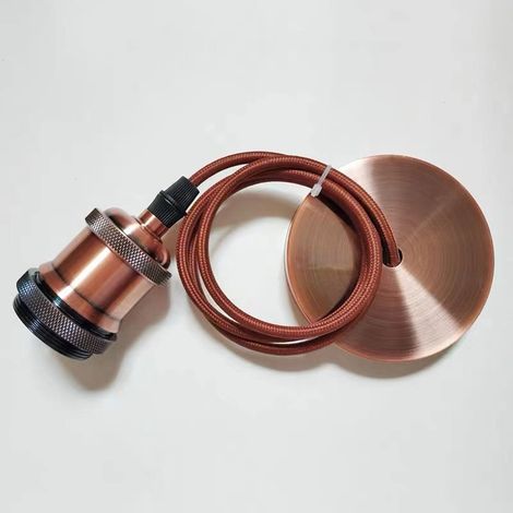 Support De Lampe E27 - Câble De Suspension 1 M - Base Métallique À Vis - Pour Décoration Intérieure - 1 Pièce (1/5)