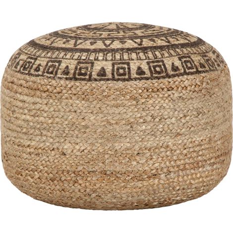 Handgefertigter Sitzpuff Braun 45 x 30 cm Jute
