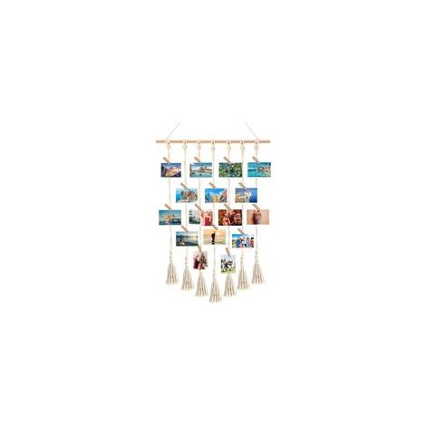 Pele Mele Photo Mural, Cadre Photo Pele Mele, Tableau d'affichage Photo à Suspendre Avec 30 Clips en Bois, DIY Bohème Porte Photos Pinces, pour Décoration Maison et Cadeau Mariage Anniversaire