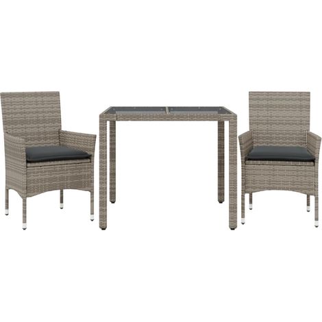 Maison Exclusive - Set comedor jardín 3 pzas y cojines ratán sint (1/5)
