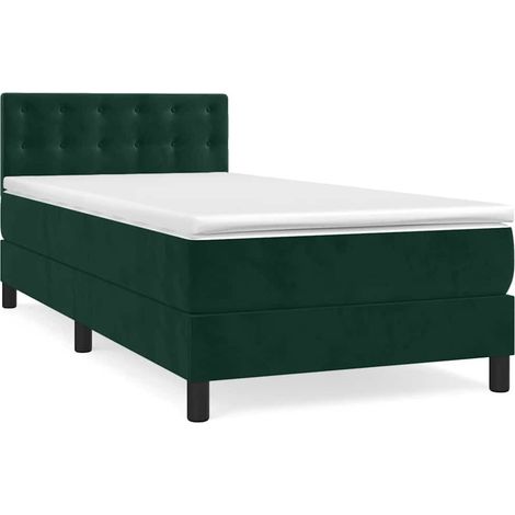 Maison Exclusive - Cama box spring con colchón terciopelo verde o