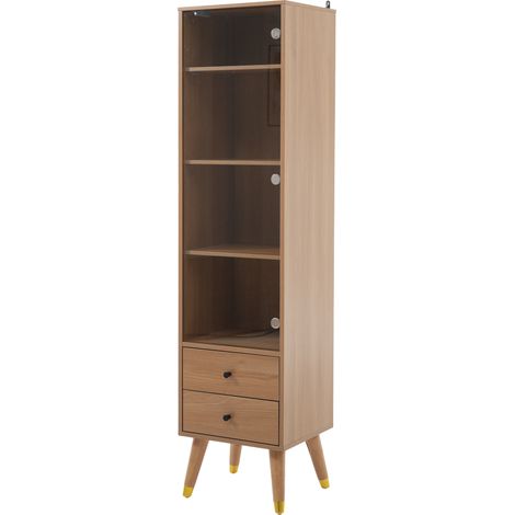 GagaBuffet vitrine moderne porte vitrée, 2 tiroirs, bois (1/5)