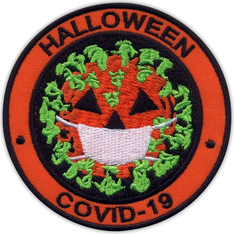 Patchion Halloween - virus come zucca con mascherina - Da cucire - Toppa/Distintivo/Emblema ricamato