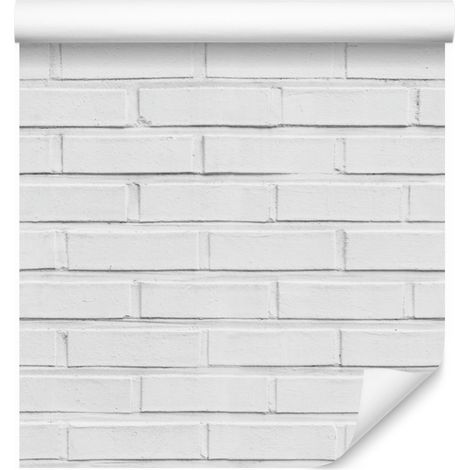 Papier peint brique blanc et gris pour salon et chambre 50x1000 cm (1/5)