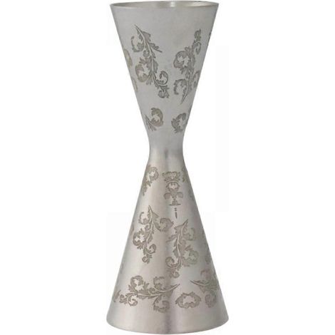 Doseur à cocktail double, en acier inoxydable à rayures de feuilles, verre doseur à vin double tête, verre doseur pour cocktails et barmans (60/90 ml) (1/5)