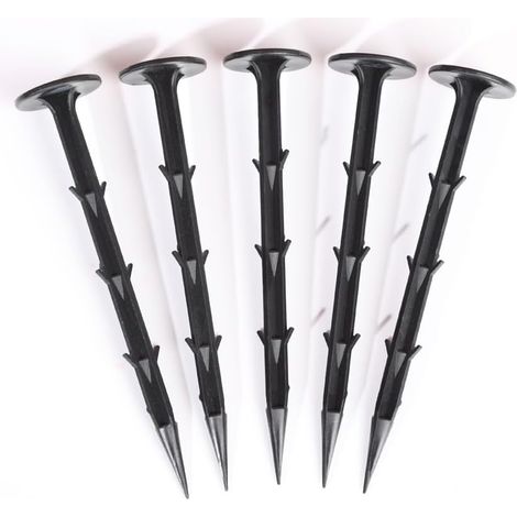 30 Piquets Paysage Plastique 16cm, Ancres de Jardin, Clous de Fixation pour Bâche, Filet Anti-Mauvaises Herbes, Toile d'Ombrage, Lot de Fixations Sol. (1/5)