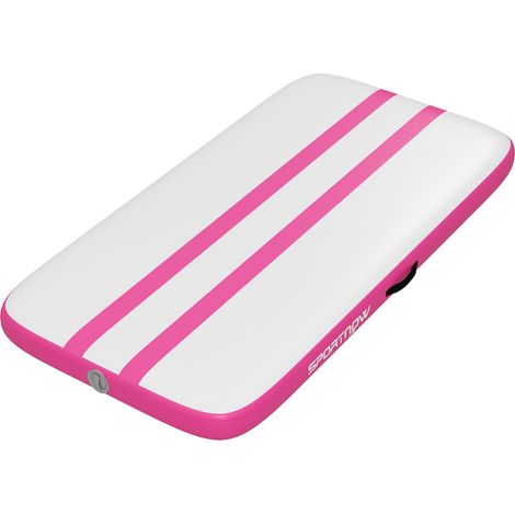 Tappetino Gonfiabile Ginnastica 205x102x10 cm con Pompa Elettrica e Borsa Trasporto in PVC Rosa (1/5)