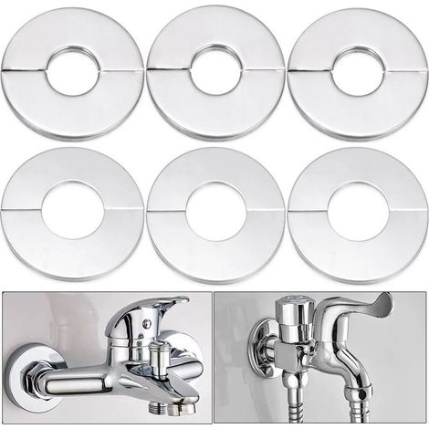cache-robinet décoratif autocollant en acier inoxydable, finition chromée, pour douche, kit mural d'accessoires de salle de bain, 34 mm x 65 mm (hors produits). (1/5)