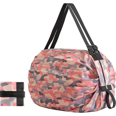 Sacs à provisions pliables dans le sac, sacs pliants réutilisables en tissu Oxford pour voyage, fitness, shopping, camping et vêtements d'hiver , sac de courses pliable