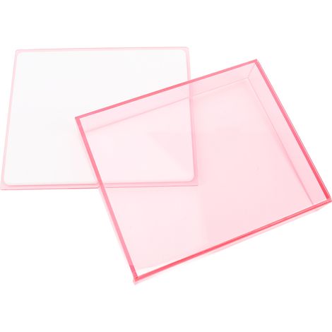 Boîte de rangement pour faux cils, palette de pose en acrylique épais avec couvercle, étanche et anti-poussière, rose transparent (1/5)