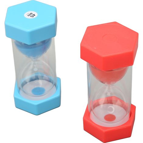Sablier 2 pièces 45 minutes, minuteur en verre pour jeux enfants, salle de classe, cuisine, bureau, maison, horloge à sable décorative, chronomètre pédagogique. (1/5)