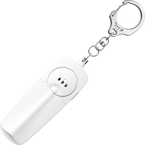Porte-clés alarme personnelle 130 dB pour femmes, alarme d'urgence avec lumière LED brillante pour enfants et personnes âgées, blanc (1/2)