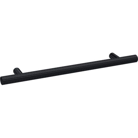 Nuie Matt Black 220mm Knurled Bar Furniture Handle with 160mm Hole Centres - H021