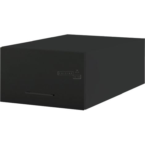 Meuble haut grande profondeur de cuisine Lovia Noir Mat 1 porte relevable L 60 cm - Porte avec poignée apparente Black (1/4)