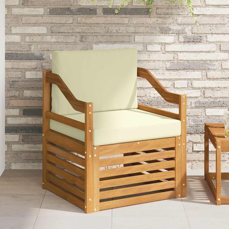 Outdoor-Sofagarnitur Massives Akazienholz und Polyester Natur