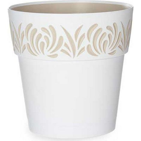 Vaso da Giardino Tondo Opera Gaia Bianco e Travertino 25 x 25 cm Stefanplast (1/2)