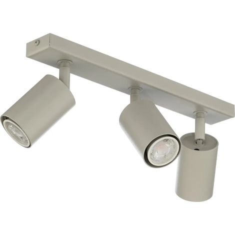 [GEBRAUCHT] B-Ware Deckenstrahler Spot Zoom Lampe Grau Beige Stahl Deckenleuchte Gu10 3 Flg