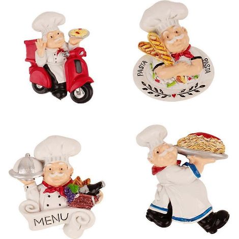 4er-Set Kochfiguren, Statuen, Dekorationsaufkleber für Küche und Restaurant