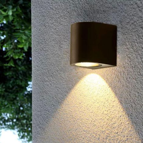 Applique Murale LED Ronde Noire à Tête Unique, Lumière Blanc Chaud, Lot de 2 Lampes Extérieures pour Porche Terrasse Jardin Façade (1/5)