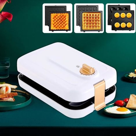 Gaufrier multifonction 3 en 1 JOULLI , Croque Monsieur, Sandwich Gaufre, Grill et Gaufrier , Antiadhésif, Grande Puissance de 600W (1/4)