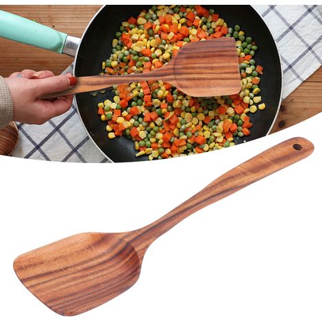 Pelle en bois, spatule de cuisine à long manche, spatule antiadhésive, ustensiles de cuisine (1/5)