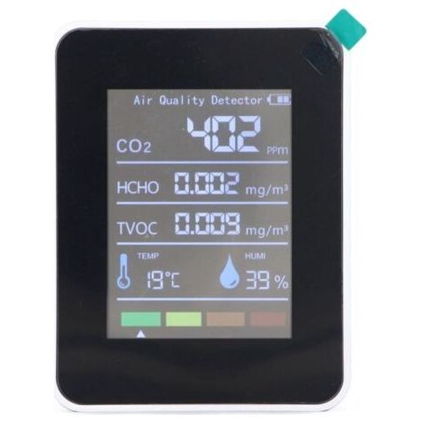 QORVA
-Moniteur de qualité de l'air 5 en 1, détecteur CO2 TVOC HCHO température humidité, testeur avec écran LCD,de