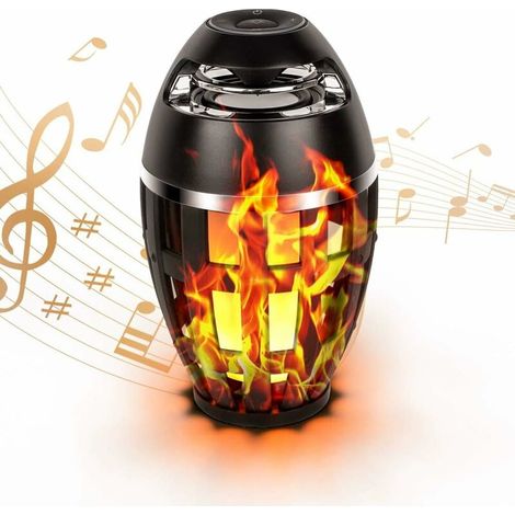 Haut-parleur à flamme LED, haut-parleurs Bluetooth d'extérieur, lampe de table à atmosphère de flamme de torche musicale avec son stéréo (1/5)
