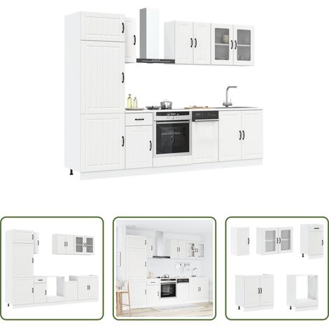 vidaXL Meubles en bois d'ingénierie -  Ensemble de 8 meubles de cuisine "Lucca" en bois d'ingénierie blanc (1/5)