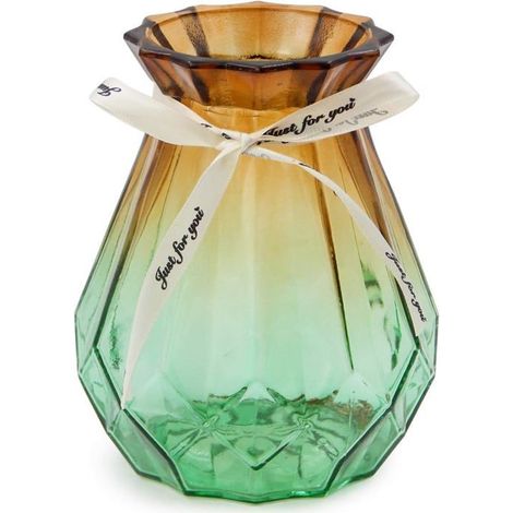 Vase en verre dégradé multicolore, Vase géométrique à facettes, Vase en verre coloré pour la maison, le bureau ou le mariage (1/5)