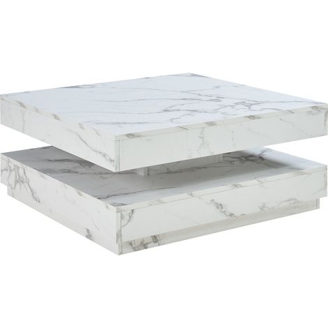 Tavolino/consolle/tavolino laterale 76 x 76 x 38 cm effetto marmo bianco 030010792