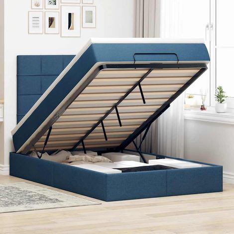 Cadre de lit ottoman avec matelas bleu 120x190 cm tissu vidaXL (1/5)