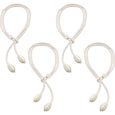 Embrasses de rideaux à fleurs, 4 pièces, pour-blanc clair
