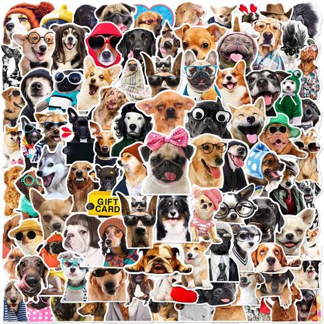 100 Autocollants chien, vinyle imperméable, motifs colorés, décoration pour valises ordinateurs casques voitures réfrigérateurs (1/5)