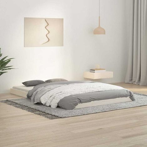 Estructura de cama sin colchón madera maciza blanca 120x190 cm (1/5)