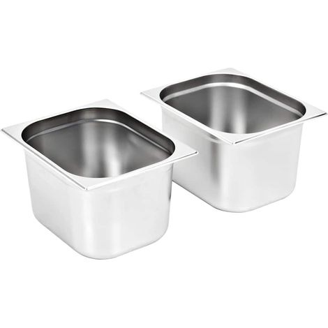 vidaXL Bandejas Gastronorm 2 unidades GN 1/2 200 mm acero inoxidable (1/2)