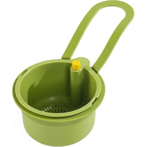 Passoire d'évier panier récupérateur d'aliments suspendu plastique fond amovible vidage par pression pour égouttage (1/4)