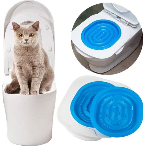 Funda azul para el asiento del inodoro del gato Nils (1/5)
