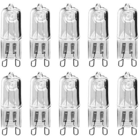 Pair Lot de 10 ampoules halogènes G9 18 W, lumière blanc chaud, pour suspensions et lampes de table