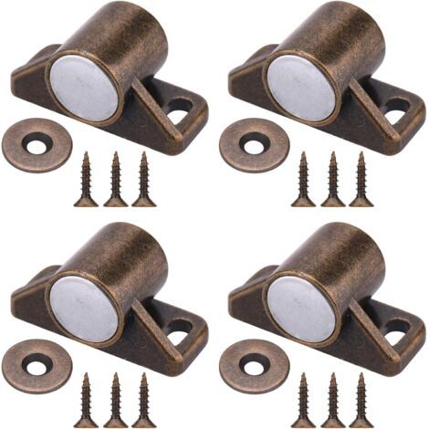 4 Pièces Loquets de Porte Magnétiques Aimants de Porte d'Armoire avec Vis en Acier Inoxydable pour Ferme Armoire de Cuisine Fermeture de Porte Coulissante (Bronze)