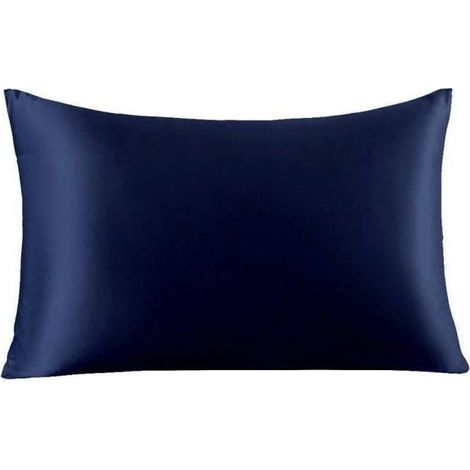 Taie d'oreiller - XVX - Soie de mûrier - Bleu marin - 50x75cm - Fermeture éclair (1/4)